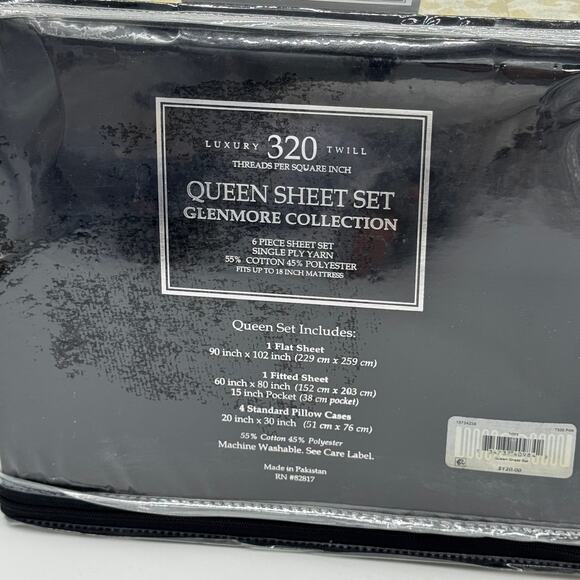 Glenmore Collection 6 pc QUEEN Sheet Set 320 Twill Damask Pattern NEW - Picture 4 of 4